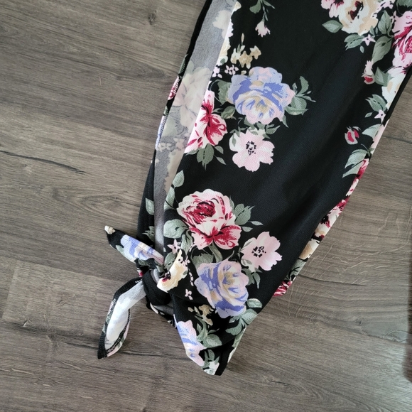 Women's maternity floral print split thigh tie pants size L - Picture 3 of 10